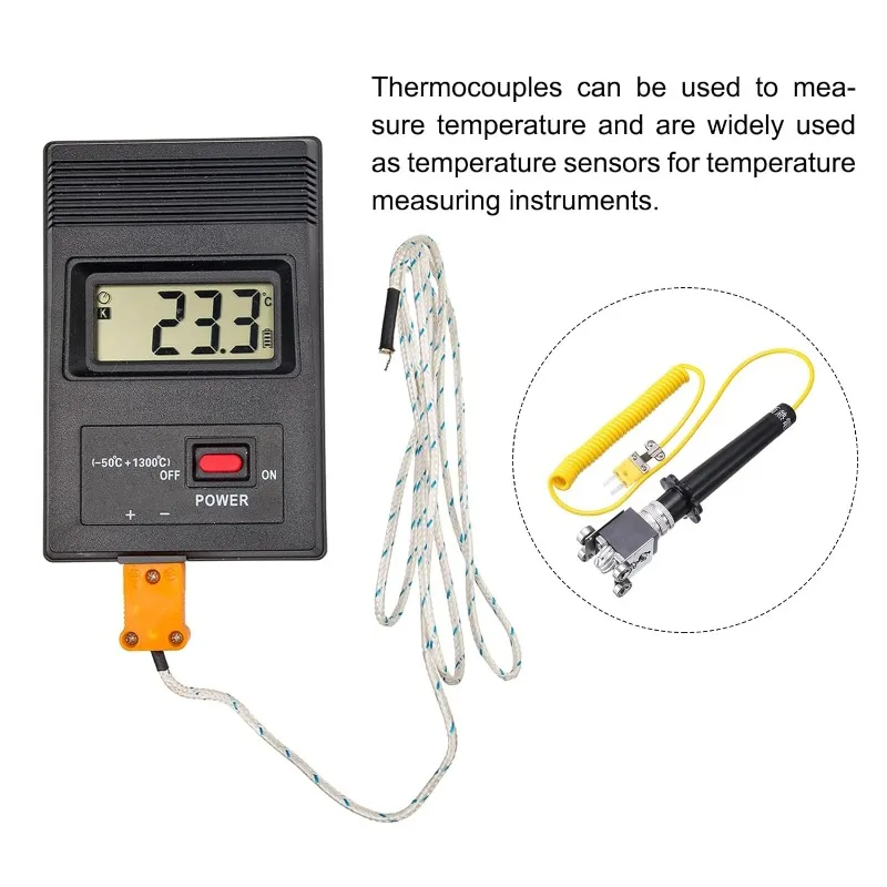 Type K Roller Surface Thermocouple -50°C ~ 500°C Handheld Contact Temperature Sensor for Moving or Rotating Surfaces