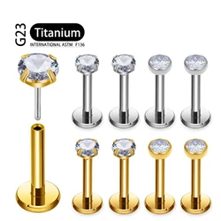 1Pcs ASTM F136 Titanium 18G/16G Threadless Push Pin Labret Stud CZ Cartilage Earring Helix Tragus Nose Stud Piercing