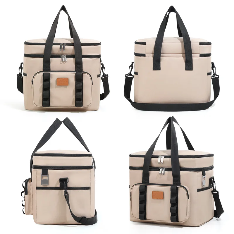 Multifunctional Double Layers Tote Cooler Lunch Bags for Women Men Large Capacity Travel Picnic Lunch Box with Shoulder Strap