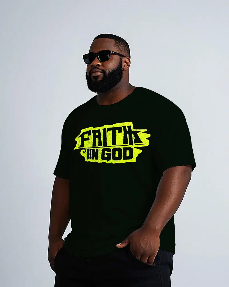 S-9XL Plus Size Men's Religious Faith Print T-Shirt Big Size Casual Streetwear Short Sleeve Tops