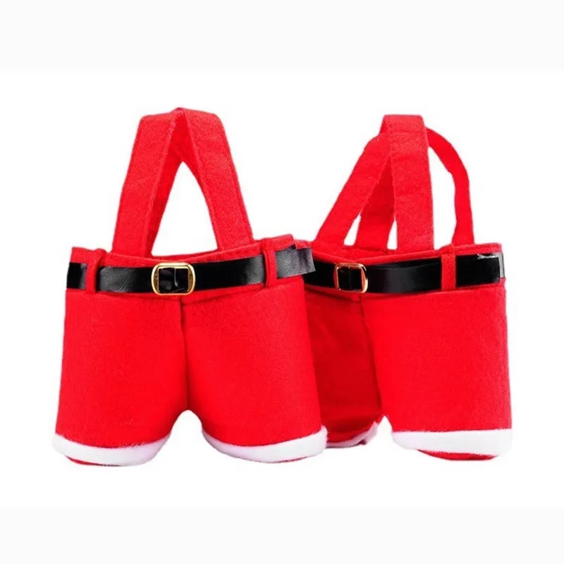 

New Cute Santa Pant Gifts Bags Creative Waist Belt Trousers Packs for Wine Bottles Candies Storage Kids Adult Christmas Gift Bag