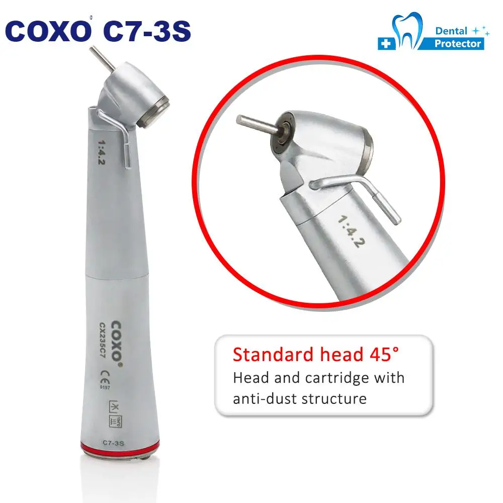 COXO C7-3S 1:4.2 Dental Brushless Motor LED Fiber Optic Handpiece 1:4.2 Increasing Slow Speed CX235C7 Dental handpiece 45°