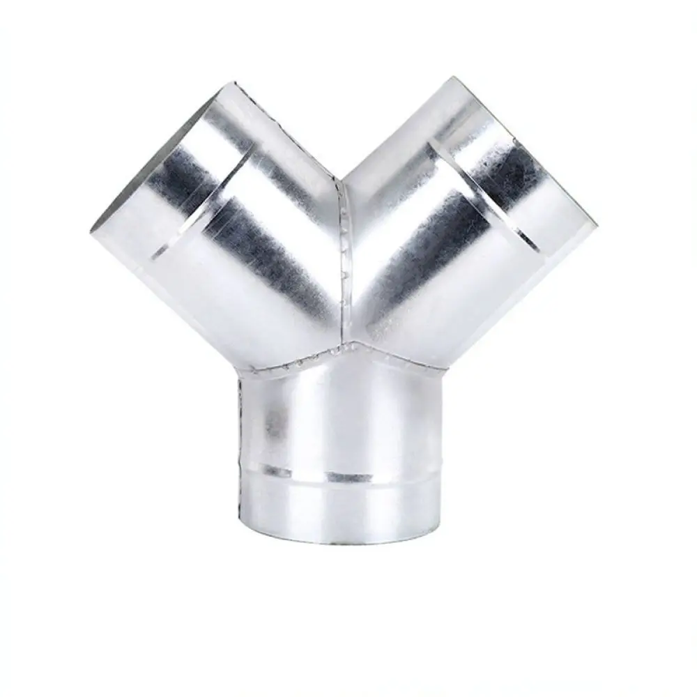 Galvanized Steel Ventilation Duct Connector Y Type T Shape HVAC Pipe Fitting Air Flow Divider Splitter Exhaust System