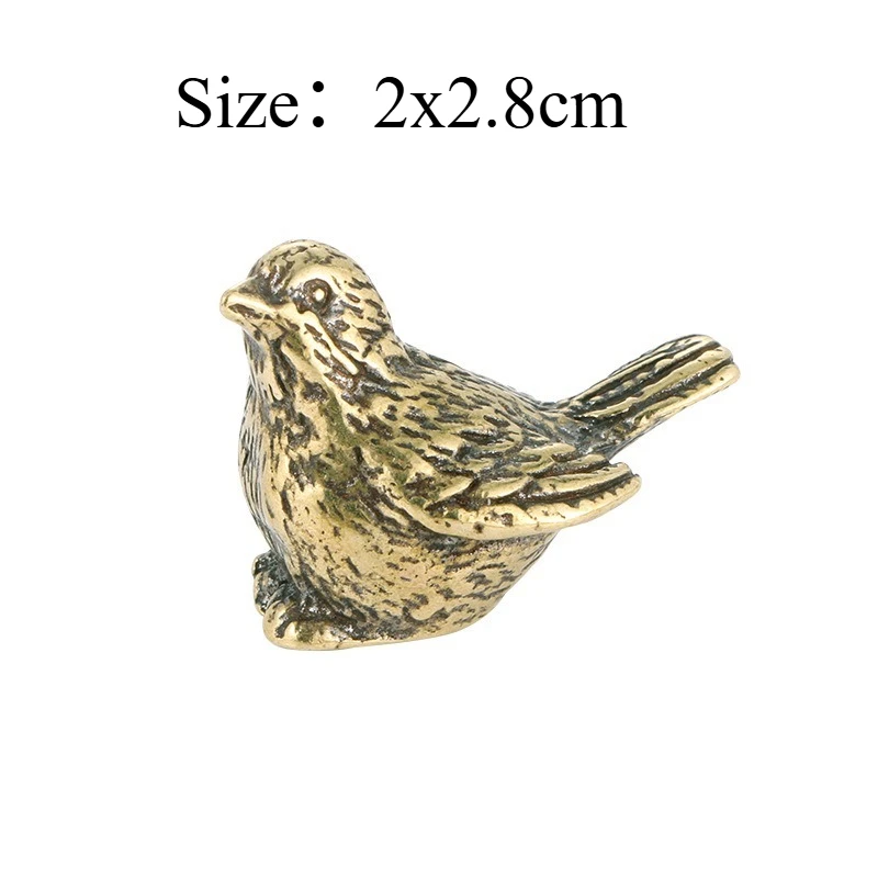 1 PC Creative Copper Craft Antiqued Solid Brass Sparrow Cute Ornament Study Office Desk Figurine Tea Pet Hand Fidget Home Decor