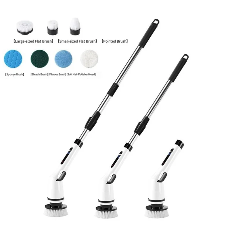 

Wireless Shower Cleaning Brush Electric Rotary Floor Scrubber Adjustable Speed And Adjustable Extension Handle-B27C