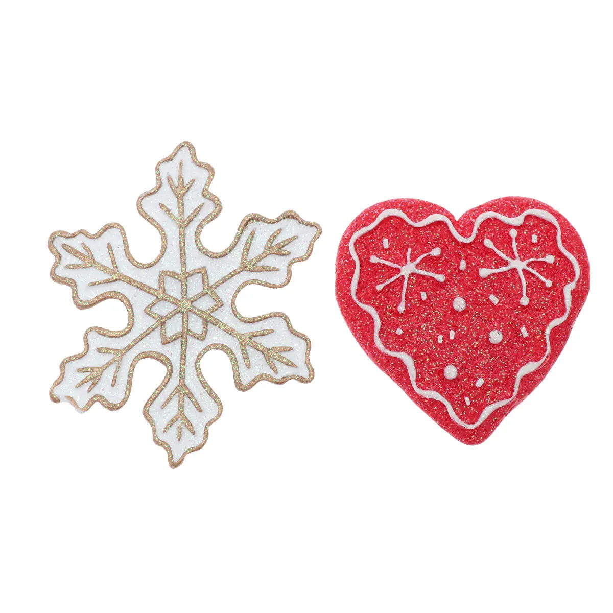 

2Pcs Christmas Fridge Magnets Resin Snowflake Heart Decorative Refrigerator Stickers for Home Office Whiteboard Magnetic Decor