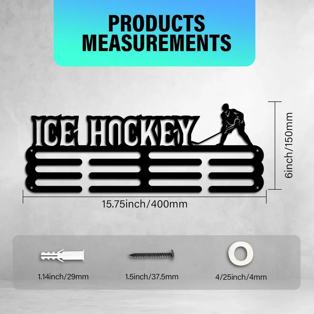 Ice Hockey Medal Hanger, Medal Display Frame Sports Ribbon Holder Competition Holder Medals Display Awards Rack