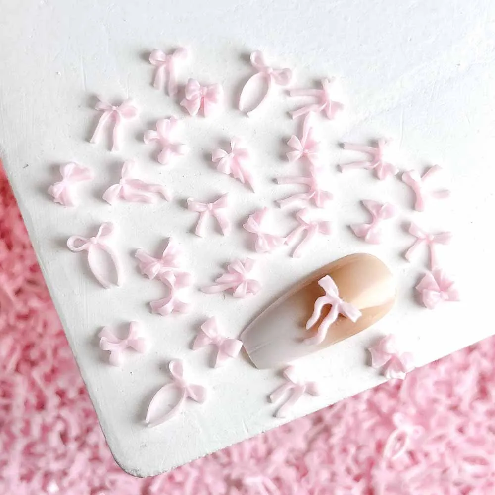 100 pièces/sac 3D mixte rose arc Nail Art breloques résine évider Kawaii décorations d'ongles bricolage Mini nœud papillon manucure accessoires & * &