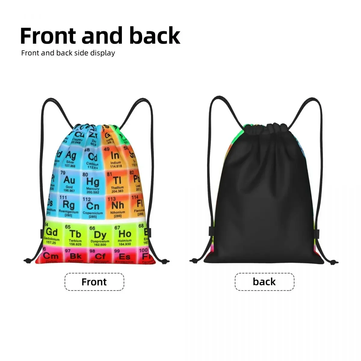 Elements Periodic Table Drawstring Backpack Women Men Gym Sport Sackpack Foldable Science Chemistry Chemical Training Bag Sack