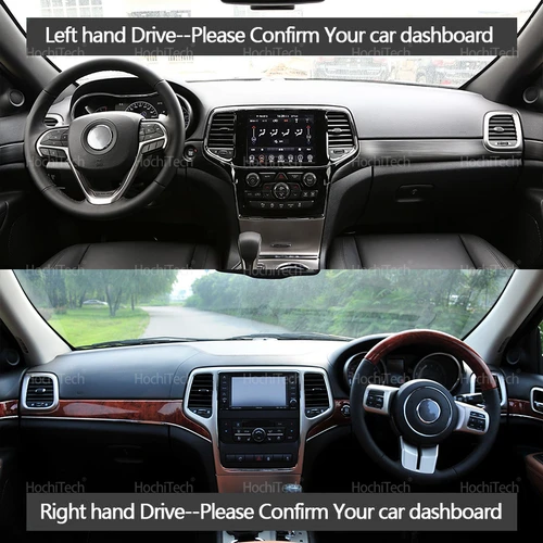 Imagen 2 del producto Alfombra antideslizante para salpicadero de coche, cubierta de cuero de ante para salpicadero de coche, accesorios de alfombra protectora para Jeep Grand Cherokee WK2 2011-2020