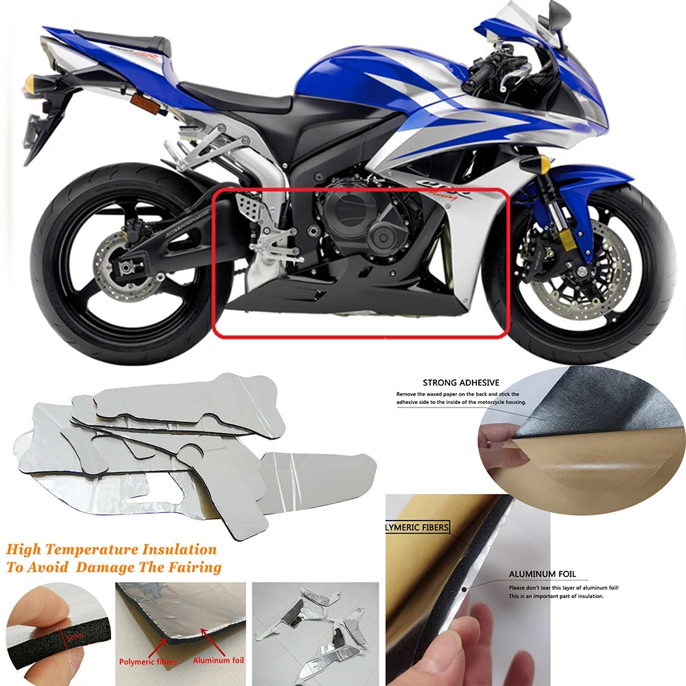 For Honda CBR600RR 2007-2008 CBR600 RR Pre-Cut Heat Shield Fairing Melting Protection Engine Insulation Sponge Moto Accessories