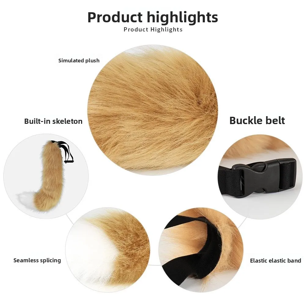 Coda di pelliccia di Halloween fatta a mano Plu Coda di animale Cosplay Par Puntelli Accessori Coda di simulazione Reatic per costume da donna