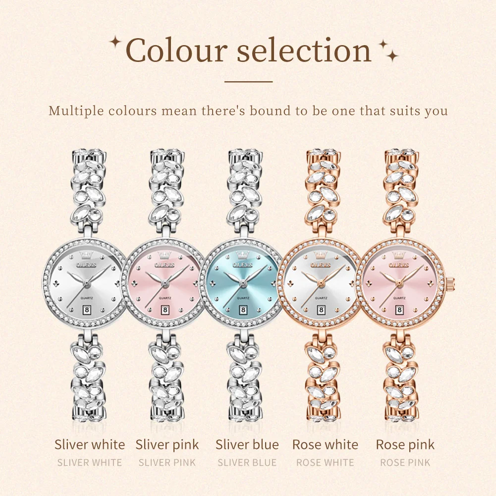 OLEVS 5679 レディース腕時計 フルダイヤモンド 高級腕時計 ステンレススチール 防水 クォーツ レディース腕時計