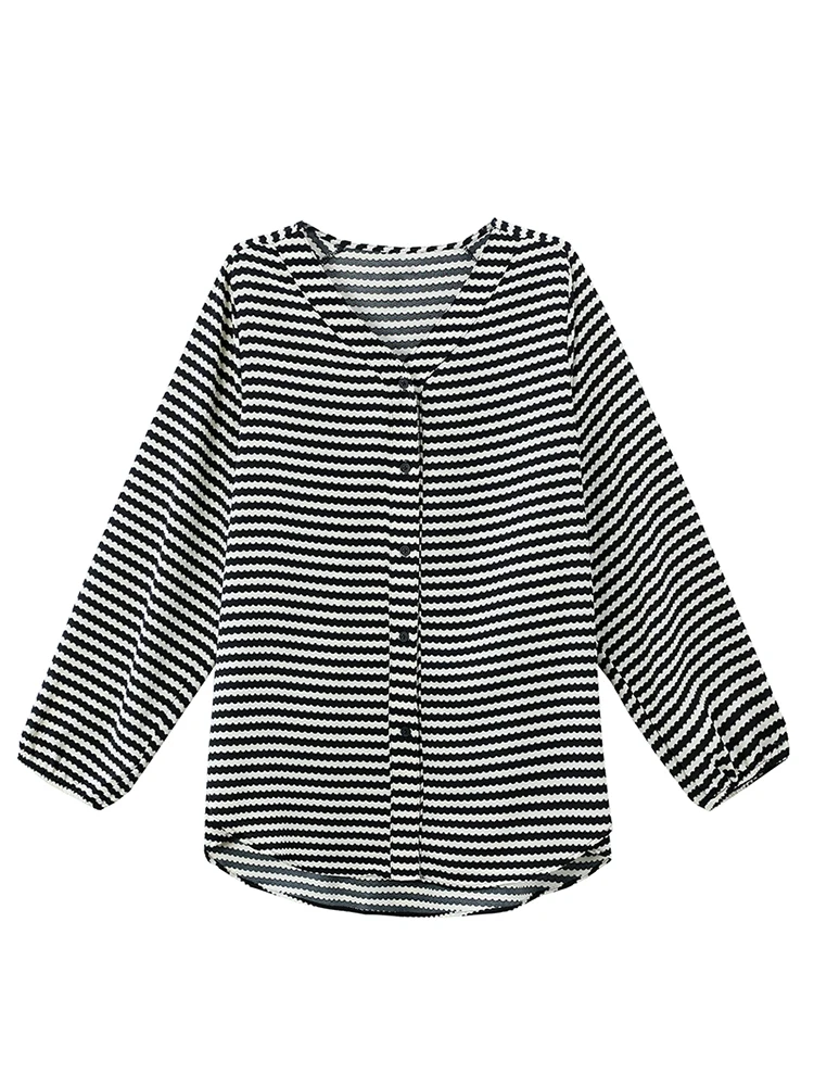 Faionable gestreept lang Sve V-Ne open vest met enkele knop plus maat casual asymmetrische irt voor dames herfst 2025