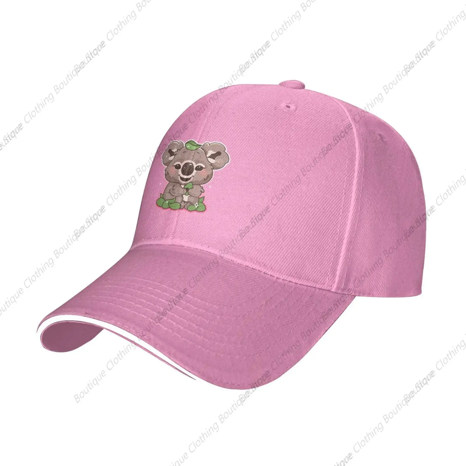 

Cute Koala Eating Eucalyptus Leaves Baseball Cap for Men Women Adjustabl Unisex Golf Dad Hat Pink