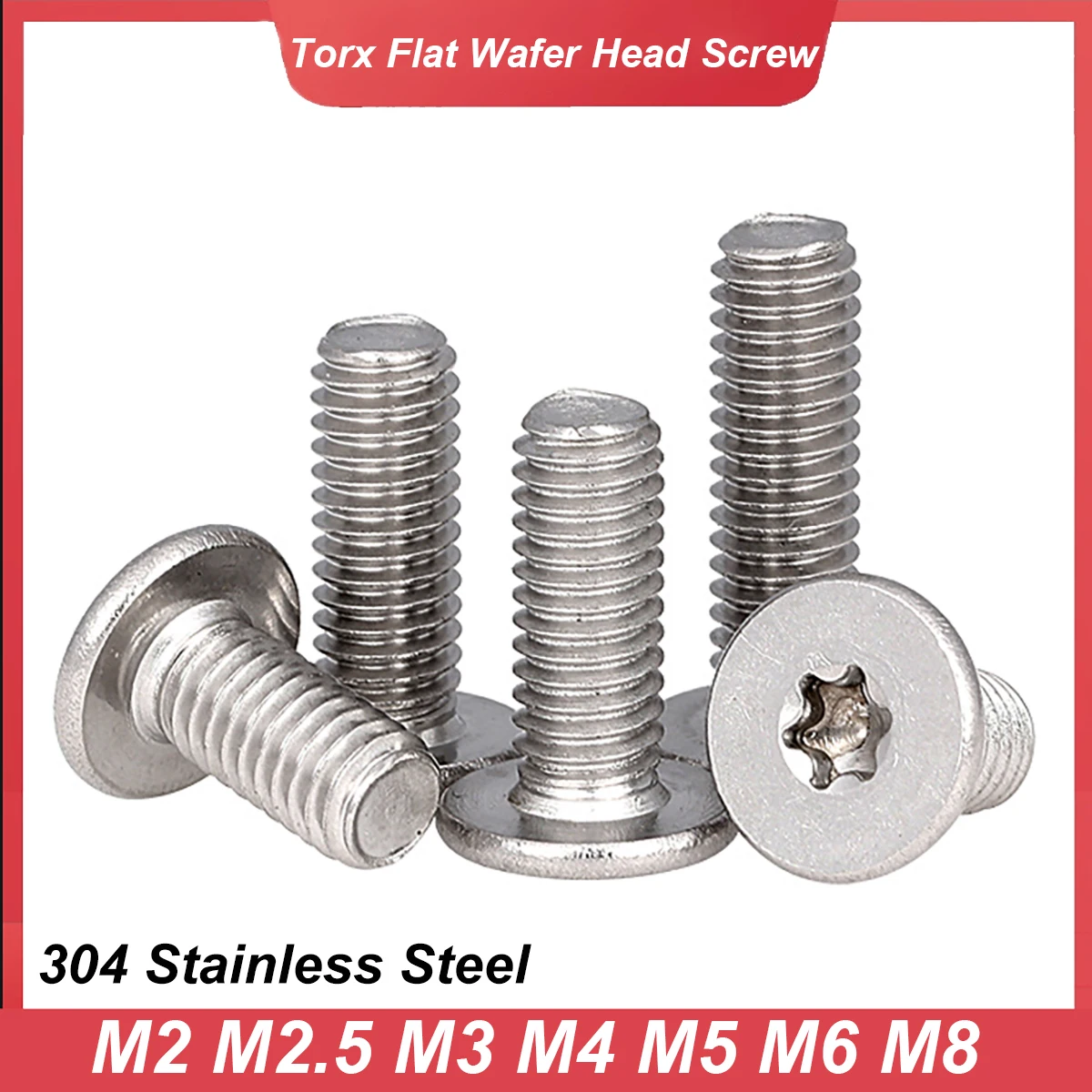 

10/100pcs M2 M2.5 M3 M4 M5 M6 M8 CM Six-Lobe Torx Ultra Thin Super Low Flat Wafer Head Screw Bolt 304 Stainless Steel
