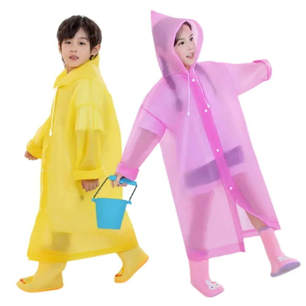 Solid Color Kids Raincoat Outdoor Waterproof Children Rain Poncho EVA Hoodie Rainwear Student Rain Coat Folding Kids Rain Coat