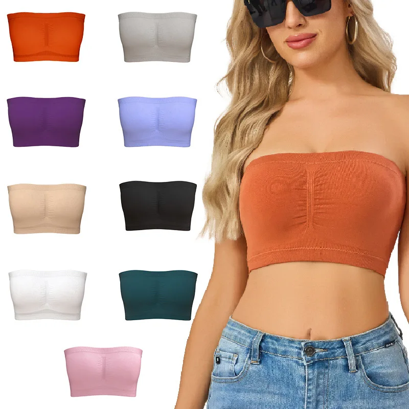 

1pcs Women's Sexy Strapless Crop Top Bra Female Brassiere Breathable Invisible Strapless With Chest Pad Underwear Lady Tube Tops