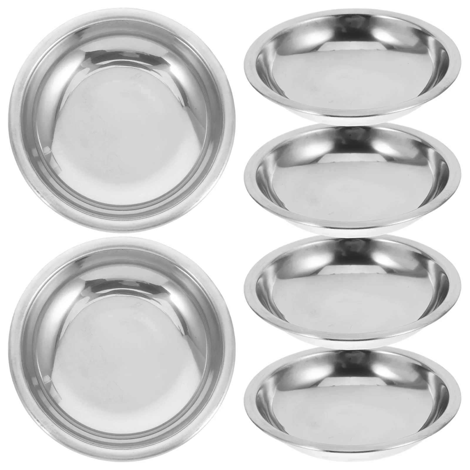 

6 Pcs Sauce Stainless Steel Plate Gear Food Containers Snack Bowl with Dip Dipping Dish