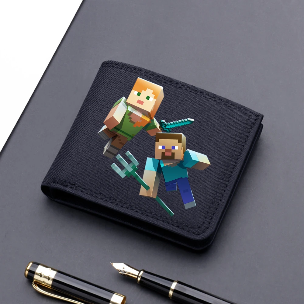 Miner Crafting Pixel Coin Purse Cute Wallet Cartoon Wallets Portable Short Purse Travel Storage Bag Card Holder Birthday Gifts