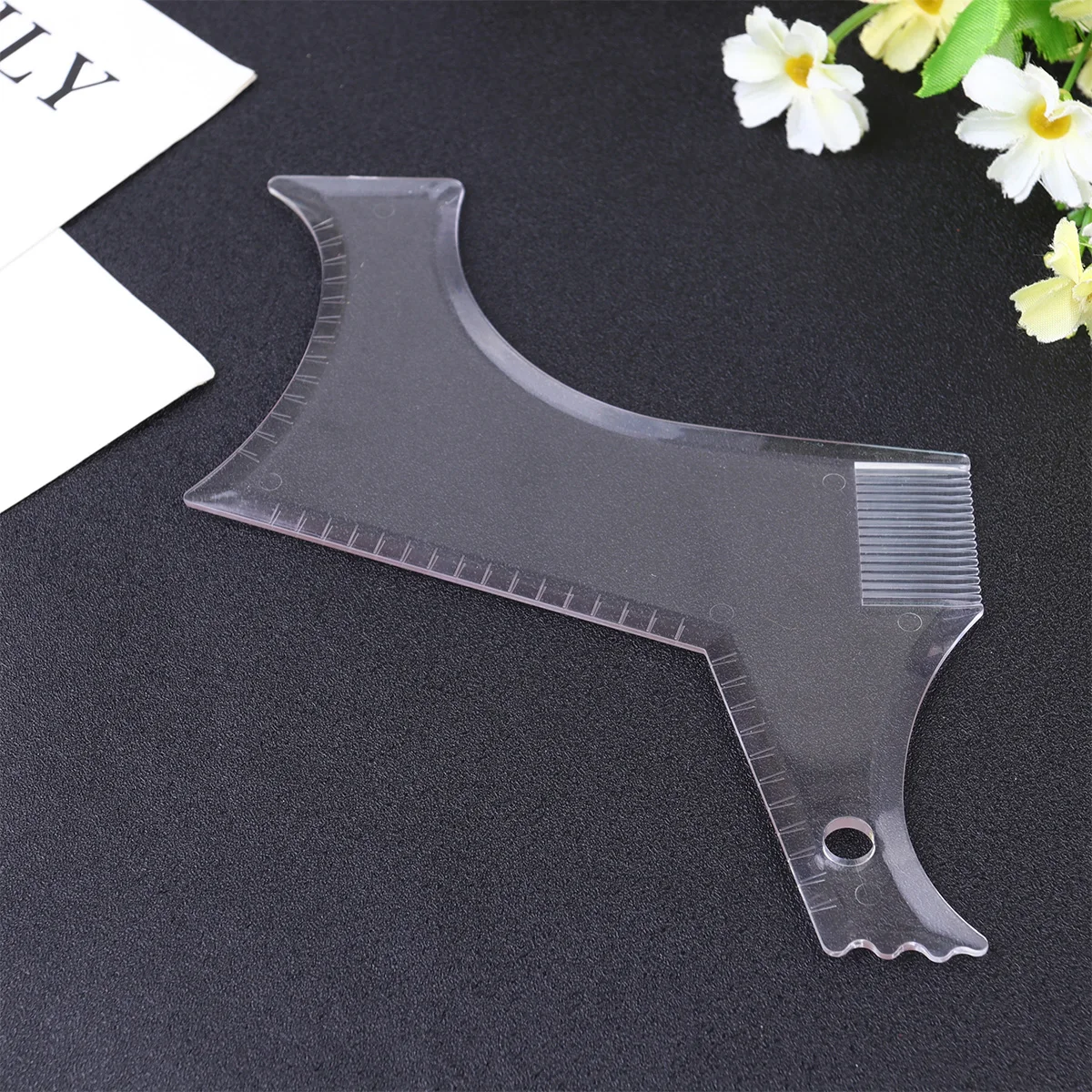

3pcs Whiskers Shaper Set Transparent Beard Molding Ruler Cutting Template Trimming Tool Durable Abs Material Portable Men