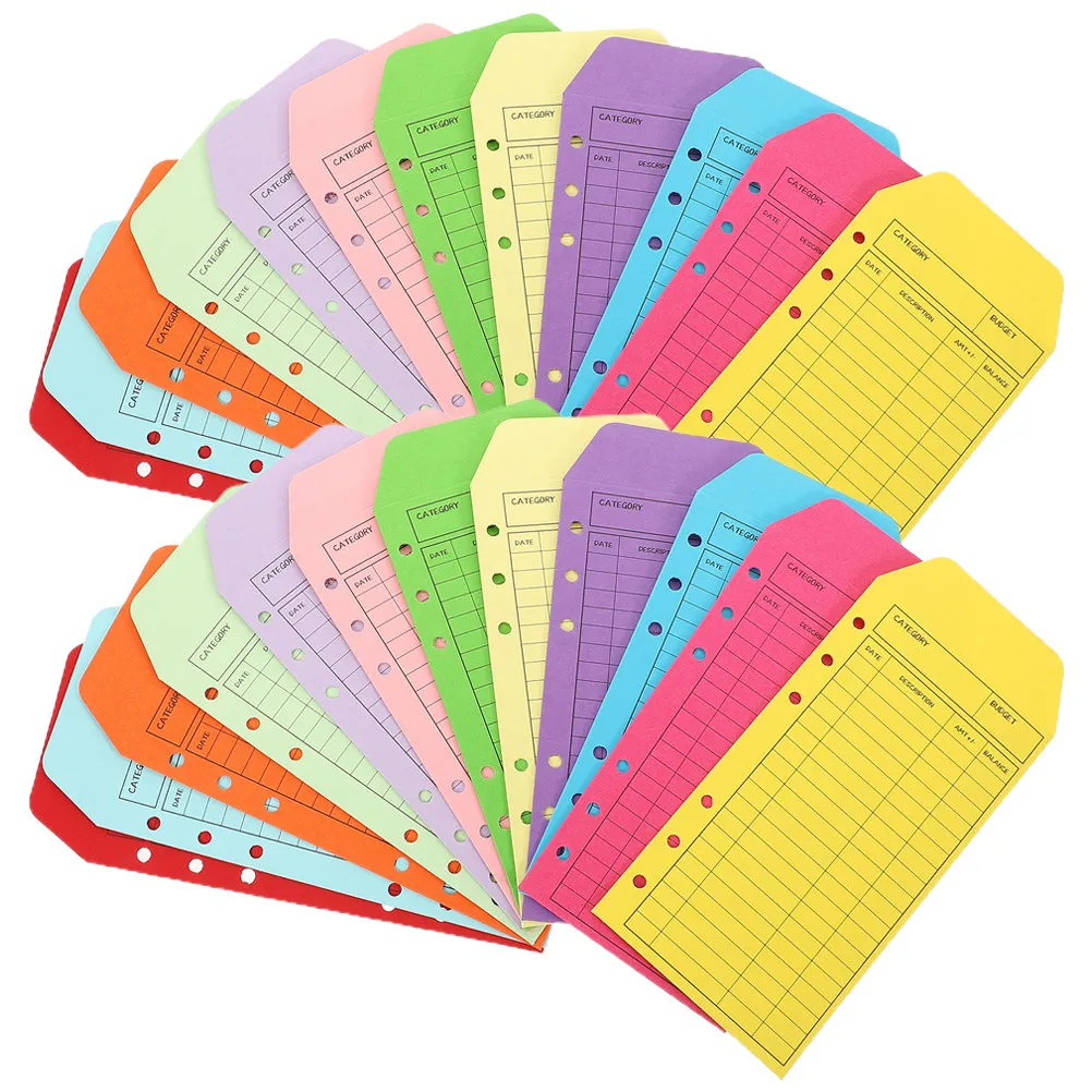 

24Pcs Budget Cash Envelopes Color Kraft Paper Multi-Hole Loose-Leaf Envelopes for Money Management Savings Tracking