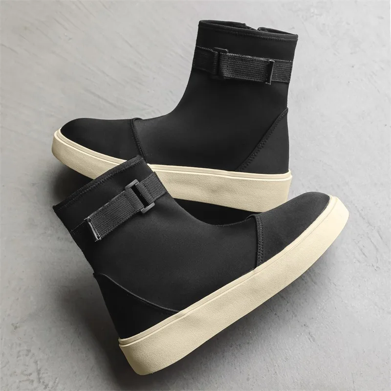 

Men Autumn Ankle Boots Classics High Top Black Zipper Boots Comfort Flats British Style Platform Sneakers Zapatillas De Hombre