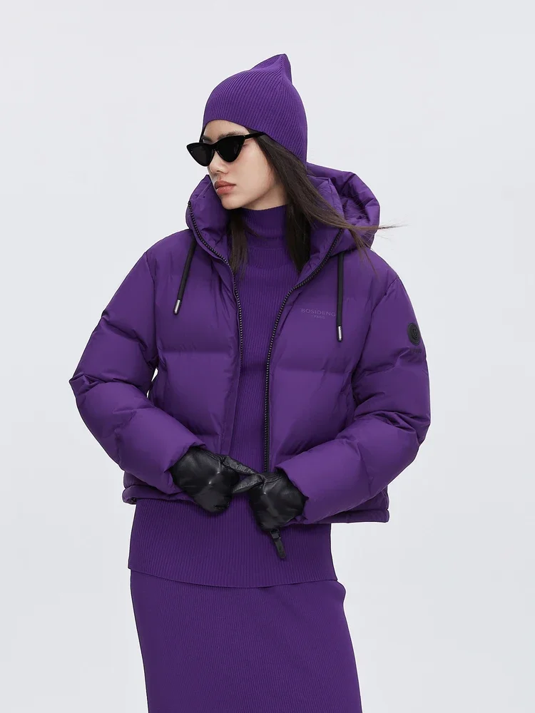 

BOSIDENG Paris Urban Provence Purple 2024, новый пуховик для женщин, теплая зимняя утепленная куртка, теплая