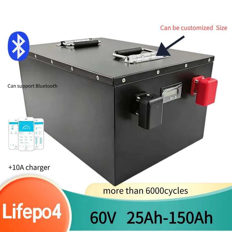 100Ah 60V 60Ah 80Ah 30Ah 60V 40Ah 150Ah 120Ah lifepo4 Lithium battery with Bluetooth APP BMS for Scooter boat + charger