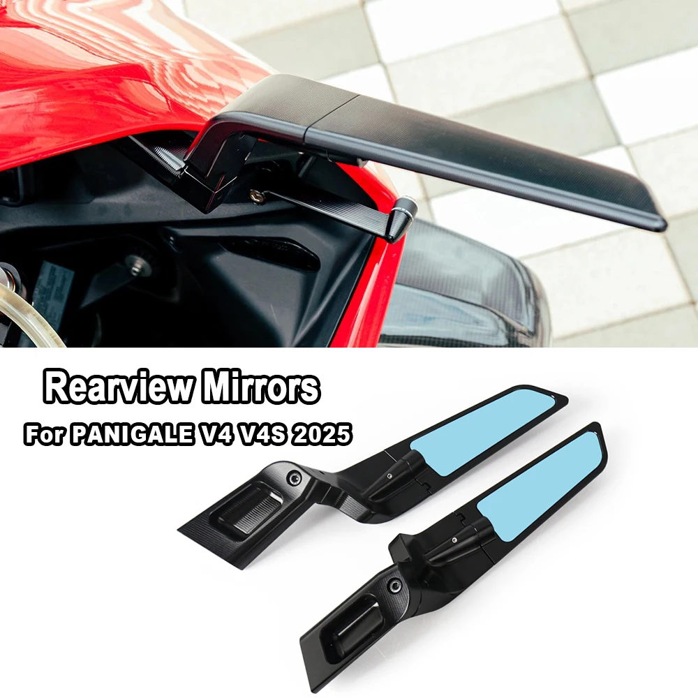 For Ducati Panigale V4 V4S 2025 2026 Motorcycle Adjustable Rearview Mirrors Invisible Sport Winglet Mirrors