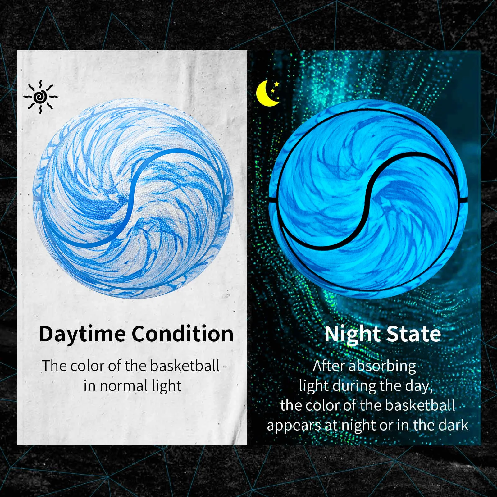 Kuangmi 야광 농구, 실내 및 실외 야광 농구 선물, 사이즈 7, KMbb615AB