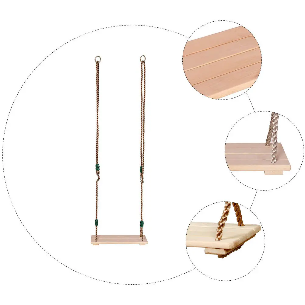 1Pcs Wooden Hanging Swing Adjustable Rope Outdoor Swing Seat Thick Wide Durable Chair for Backyard Garden Playground
