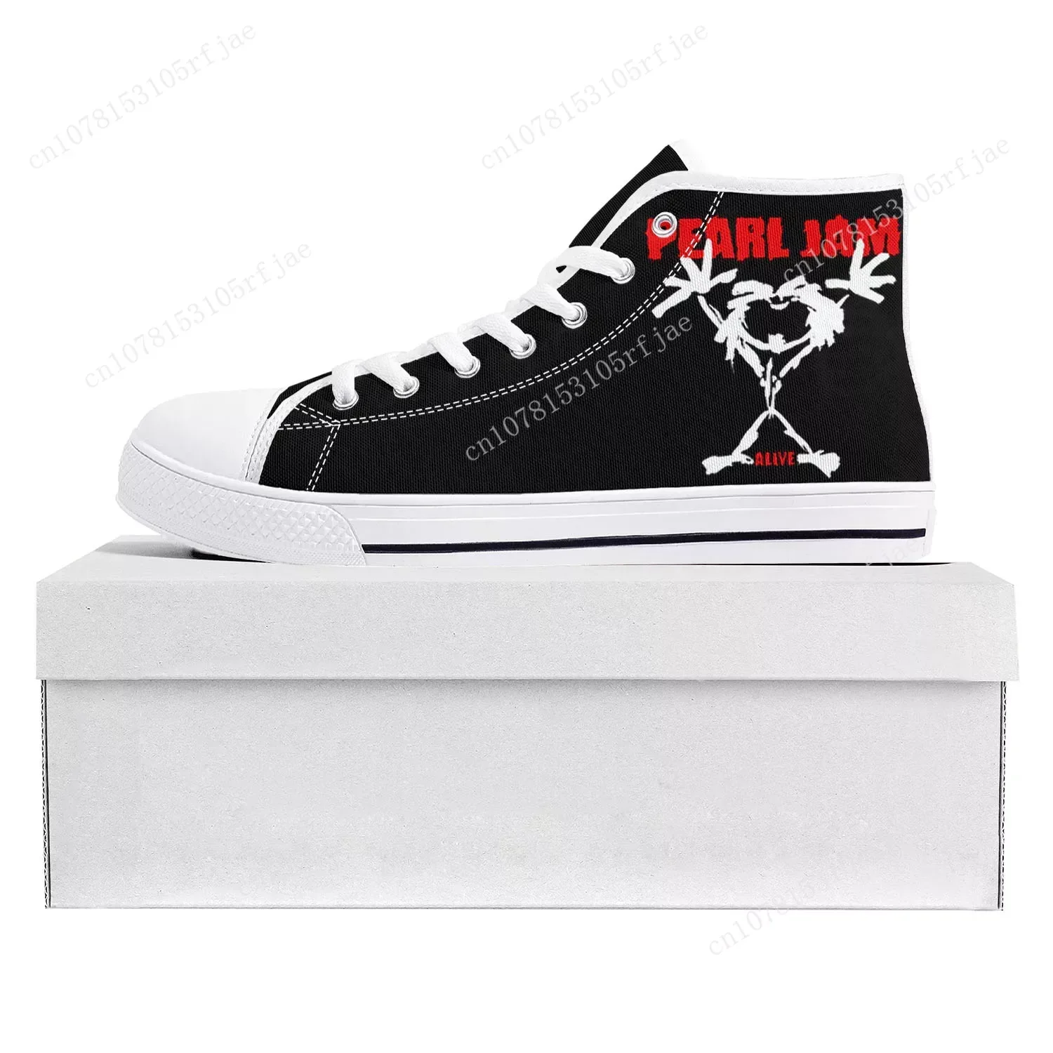 Pearl Jam Rock Band High Top High Quality Sneakers Mens Womens Teenager Canvas Sneaker Casual Couple Shoes Custom Shoe White