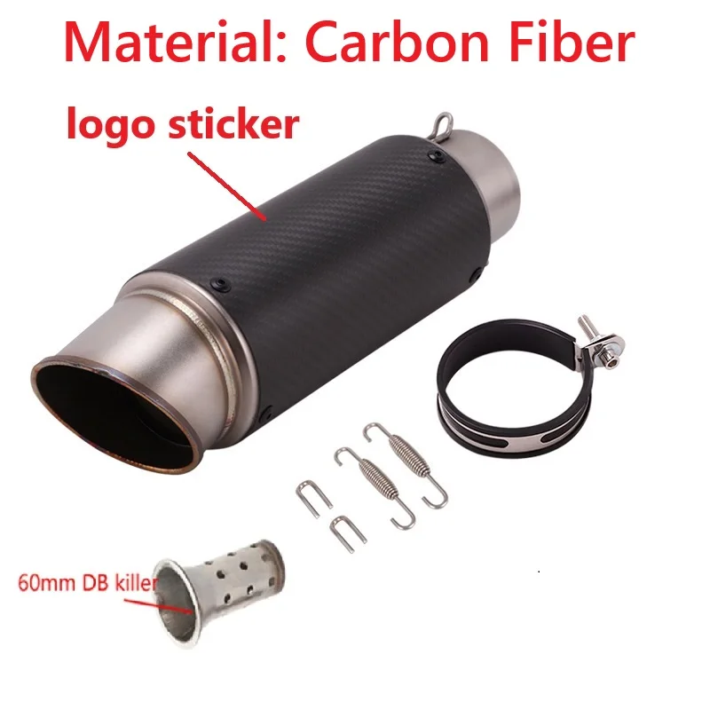 Motorfiets uitlaat inox uitlaat koolstofvezel uitlaat Universele 51/60mm met DB Killer voor z900 R3 R25 MT07 MT09 R1 Z400 Z650 - afbeelding 1