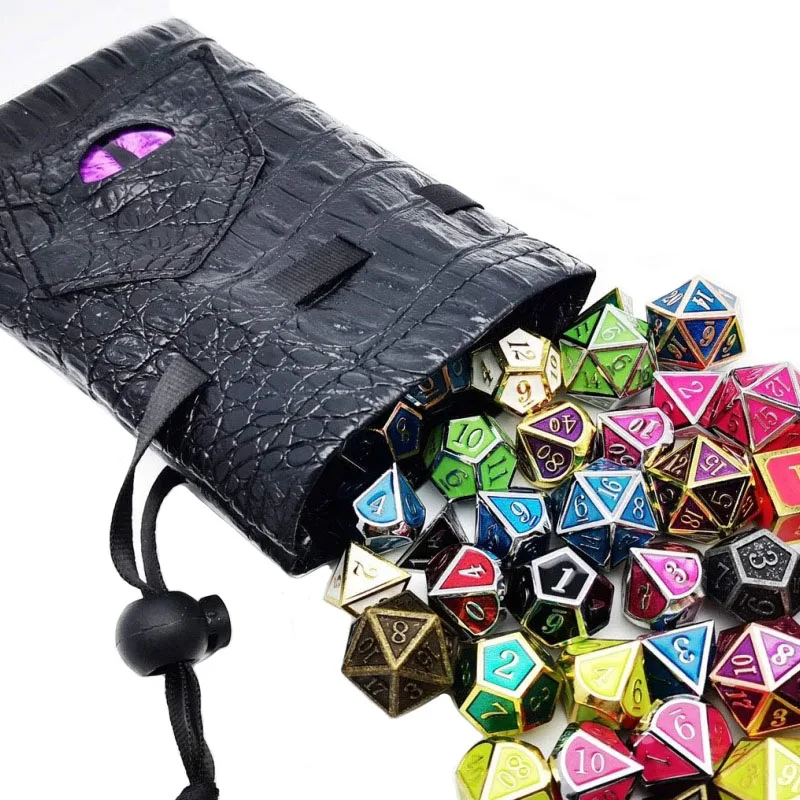 10*15cm Drawstring Dice Bag PU Leather DND Dice Pouch Tarots Oracle Cards Storage Bag Gift Coins Jewelry Accessories Dice Bag