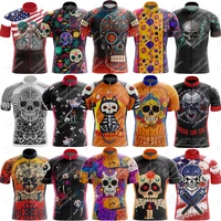 Camiseta de Ciclismo de calavera para hombre, camisa de manga corta para bicicleta de montaña y carretera, 17