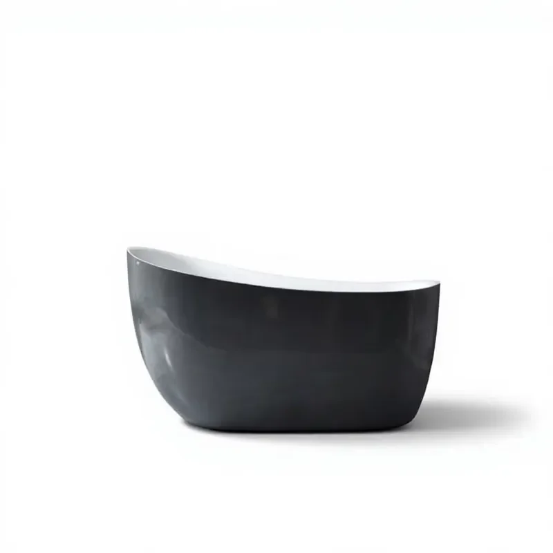 Freestanding Gray Modern Oval Acrylic Bathtub Luxury Contrast Color Deep Soaking Bathroom Tub ECO-FRIEND HIGH Quality