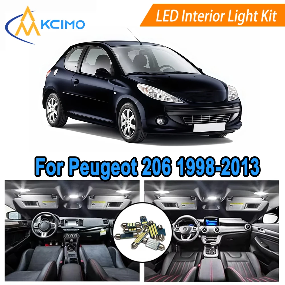 

LED Interior Light Replacement For Peugeot 206 (1998-2013) Light Bulb Kit Dome Map Door Lights Easy Installation
