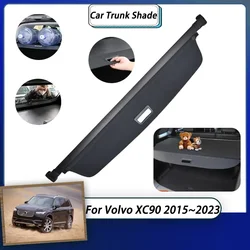 Car Trunk Cargo Cover For Volvo XC90 T6 MK2 2015~2023 Accessories Rear Luggage Organizer Curtain Retractable Shield 2016 2018