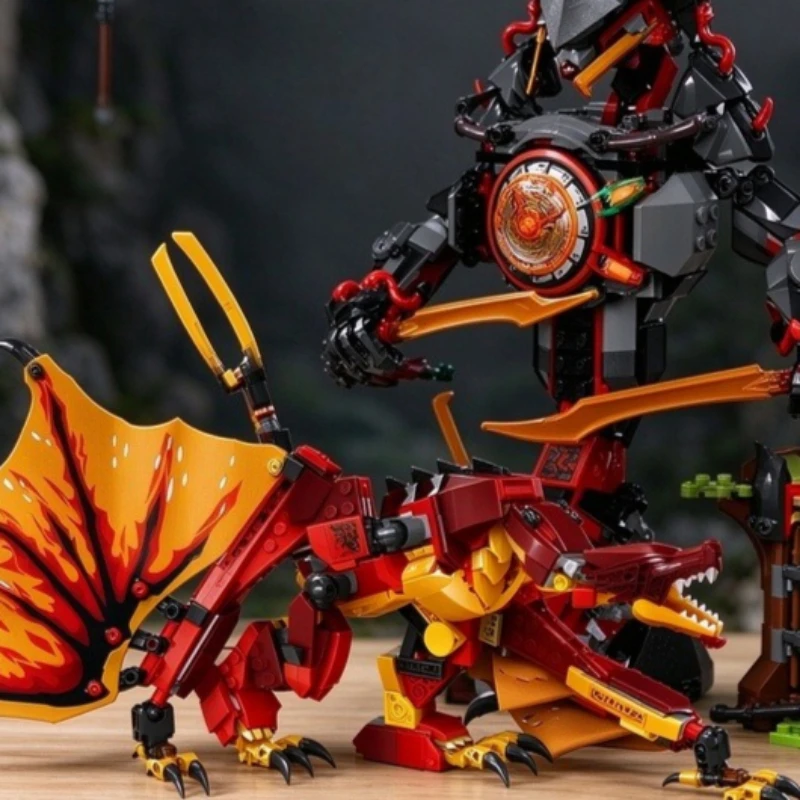 Fire Storm Elemental Dragon and snake Building Blocks Kit Brick Classic Cartoon Model Toy