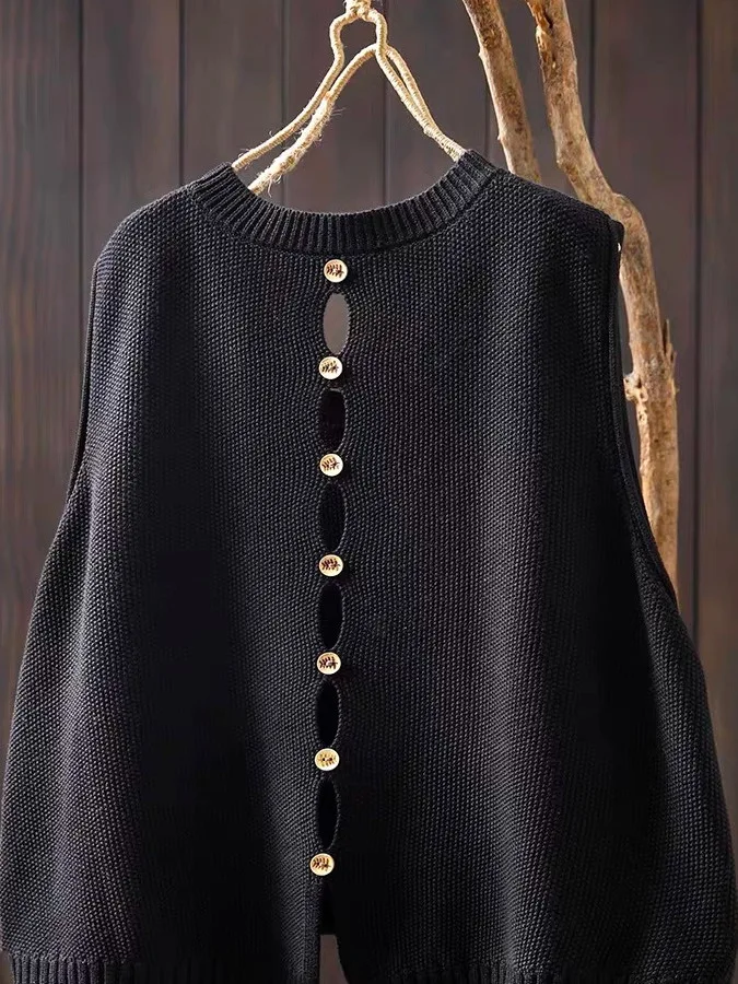 Sli Knitted Vest Women's Faionable Layering Svel Outerwear Trendy Button-Up Regular Fit Moderate Warmth Spring Se...