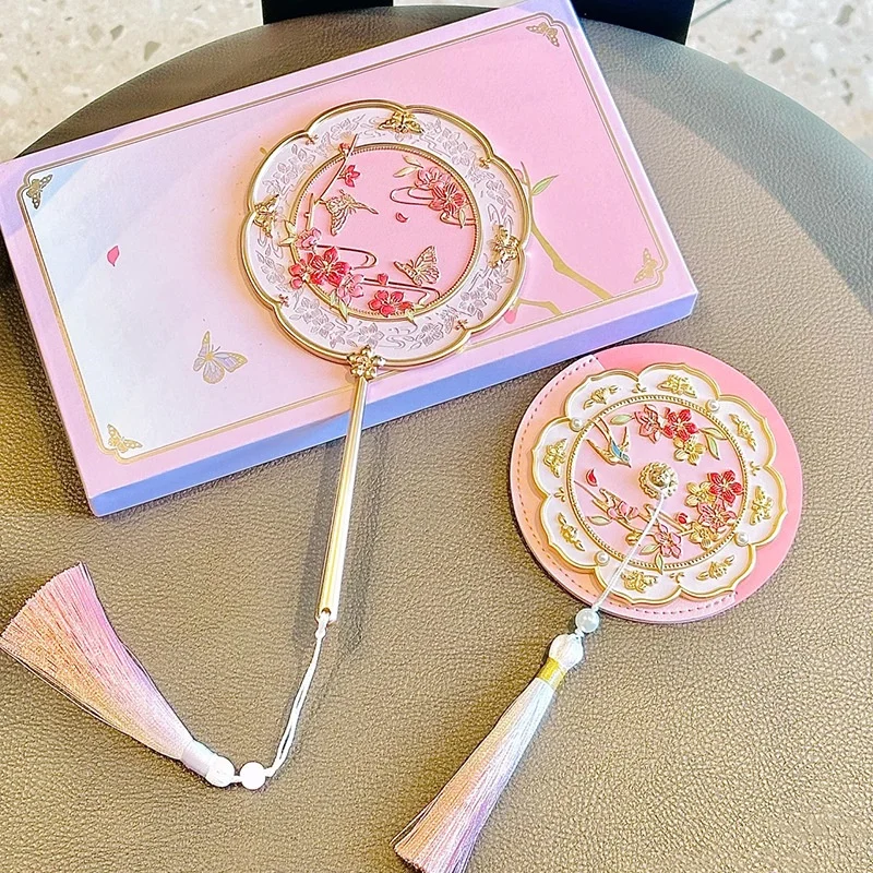 

Retro portable makeup mirror, peach blossom relief mirror, portable beauty mirror, birthday gift peach blossom mirror