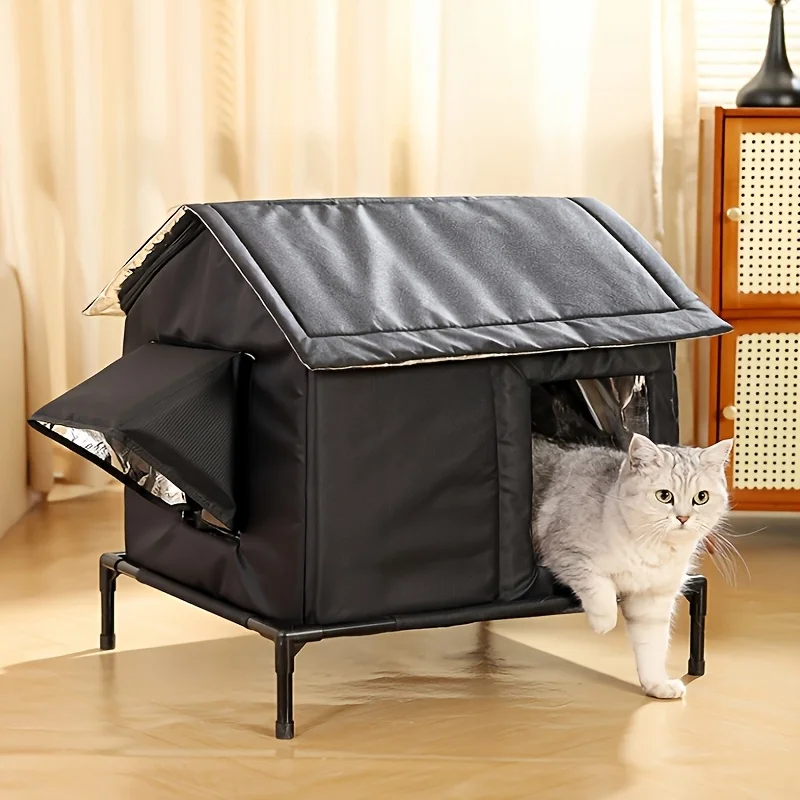 

Homeless Pet House Four Seasons Outdoor Stray Cat Shelter with Air Conditioning Pet House Cozy Insulated Cat Bed Supplies