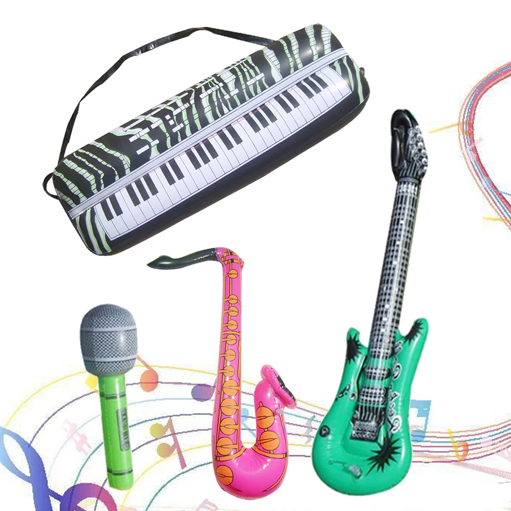 16 PCS Gitarre Instrument Inflatable Piano Novelty Toy Blow Up Guitar Musical Instruments