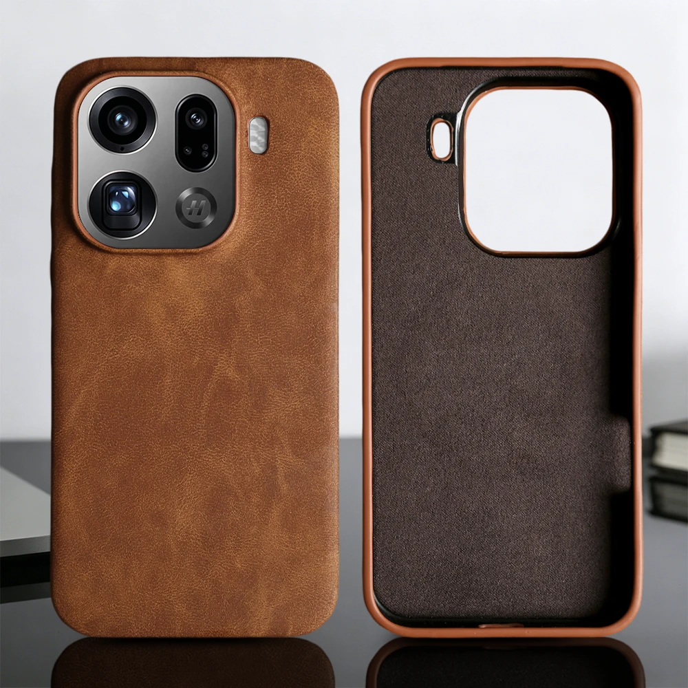 Funda de teléfono de cuero PU de lujo a prueba de golpes para OPPO Find X9 Ultra X8 Pro X7 X6 Reno9 Reno 9 Pro Plus, Funda trasera dura