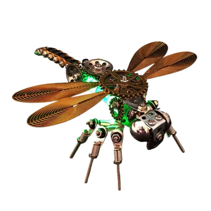 

DIY Dragonfly Kit 3D Puzzle Metal Luminous Steampunk Mechanical jigsaw Model DIY Assembly Toy for Adults Children Birthday Gift