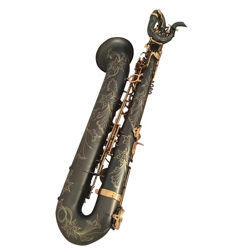 Yellow Brass Material Black Color Body Gold Lacquer Key Baritone Saxophone