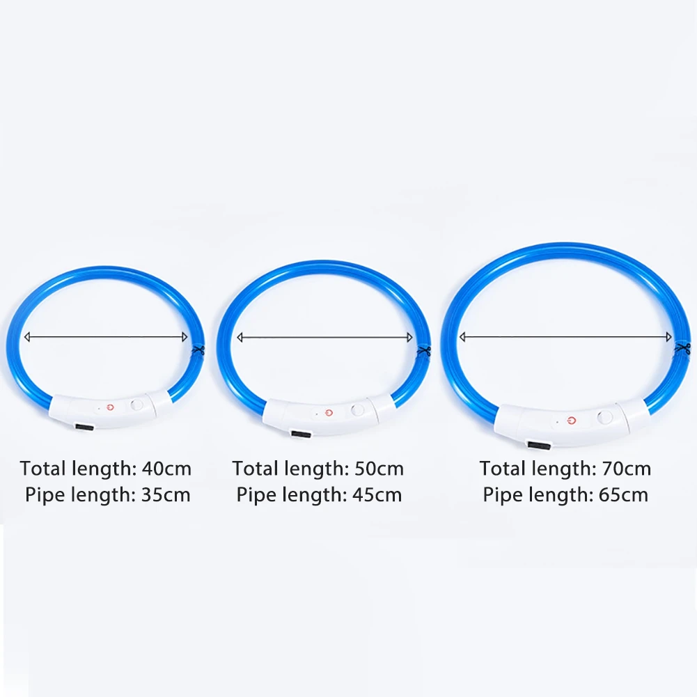 야간 분실 방지 LED 발광 개 목걸이, 반려동물 안전 발광 칼라, USB 충전식 반려동물 고양이 개 제품, 240mAh, 1 개