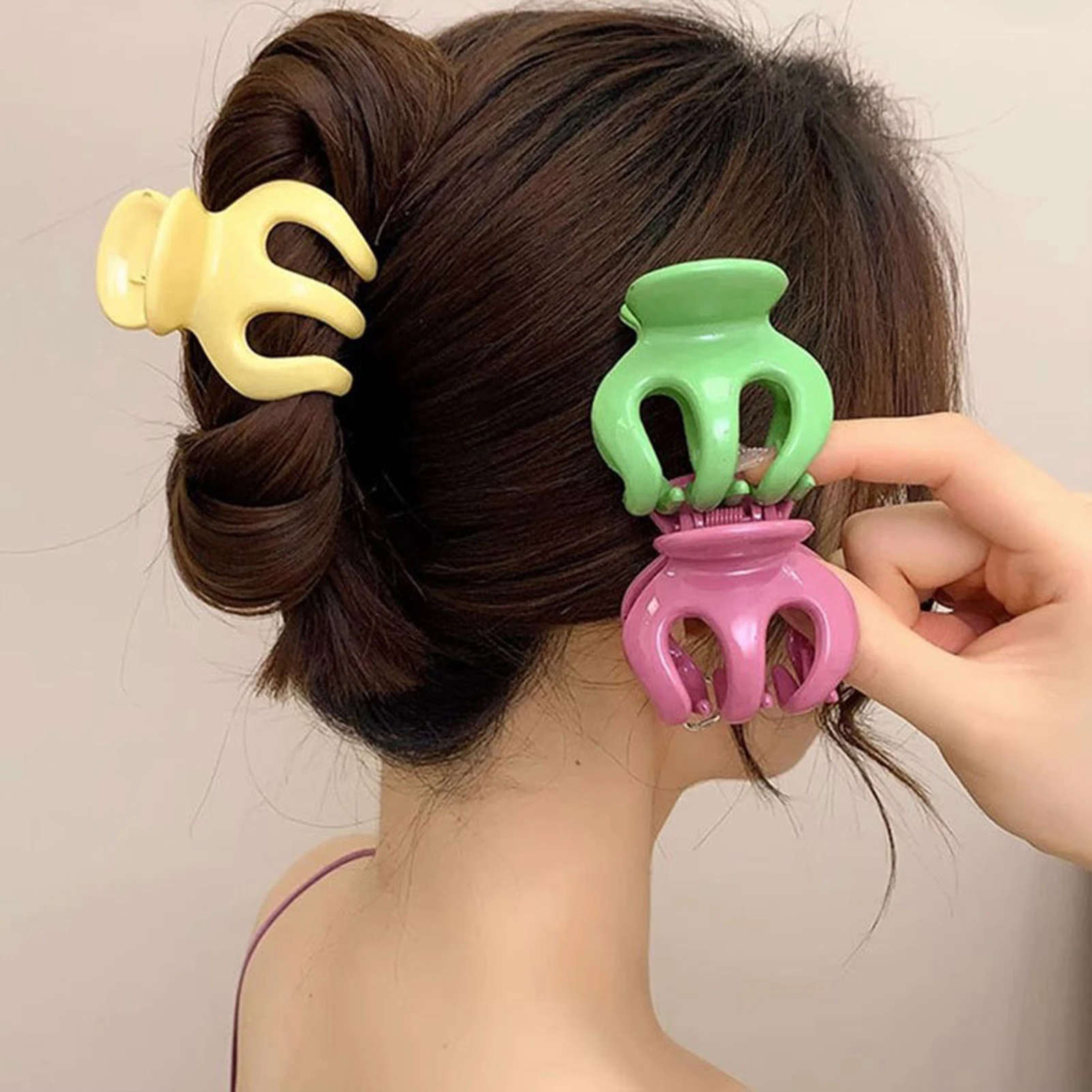 Sanfte Kürbis-Haarklammer im koreanischen Stil, süße Mini-Haarspange, bonbonfarbene Haarkrabbe, modische Alltags-Haarspange, Pferdeschwanzhalter, Kopfschmuck – Detail 2