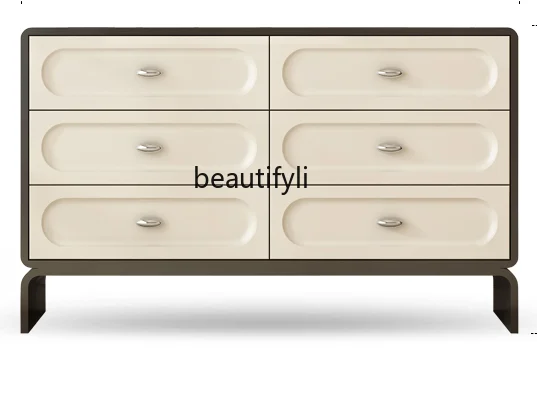 French Cream Style Mid-Ancient Solid Wood Chest of Drawers Living Room Master Bedroom Storage Drawer Bed Tail Side Cabinet